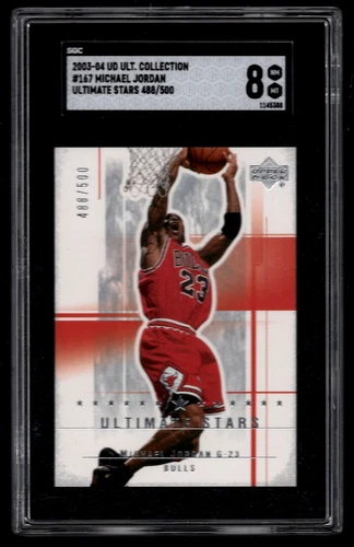 MICHAEL JORDAN 2003-04 UPPER DECK ULTIMATE STARS 488/500 CARD #167 SGC 8 NM-MT