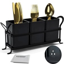 Cutlery Holder with Drain Holes, Dishwasher Safe Black