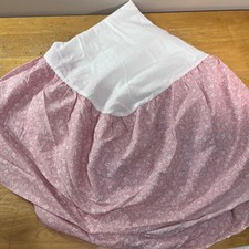 Laura Ashley Bedskirt Queen Pink White Vtg Floral Cottagecore Made in USA
