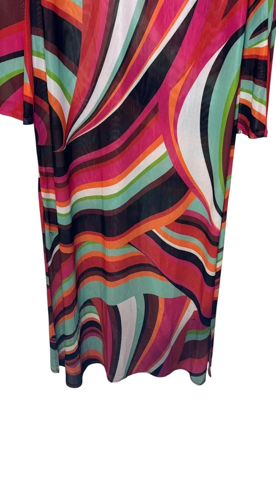 Trina Turk Para Mujer Traje de Baño Swoop Transparente Maxi Vestido Geométrico Cubrimiento Mediano Nuevo con Etiquetas Foto 4 de 4