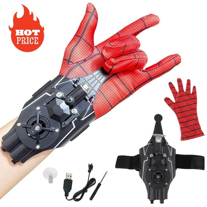 Across Spider-Verse Black SpiderMan Web Shooter Cosplay Launcher Wrists Gloves