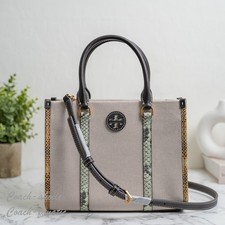 NWT Tory Burch Blake Canvas Embossed Small Tote Crossbody 163053