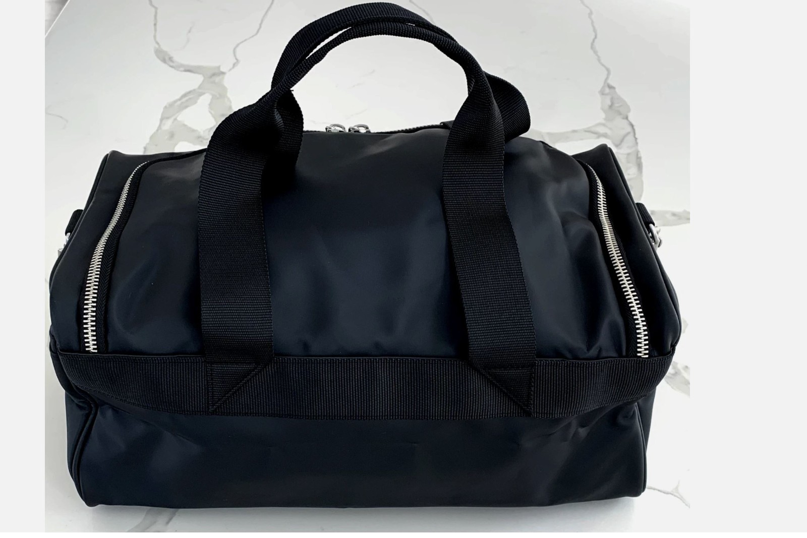 Versace Fragrances Black Duffle with Silver Tone Zipper Travel Overnight Bag New