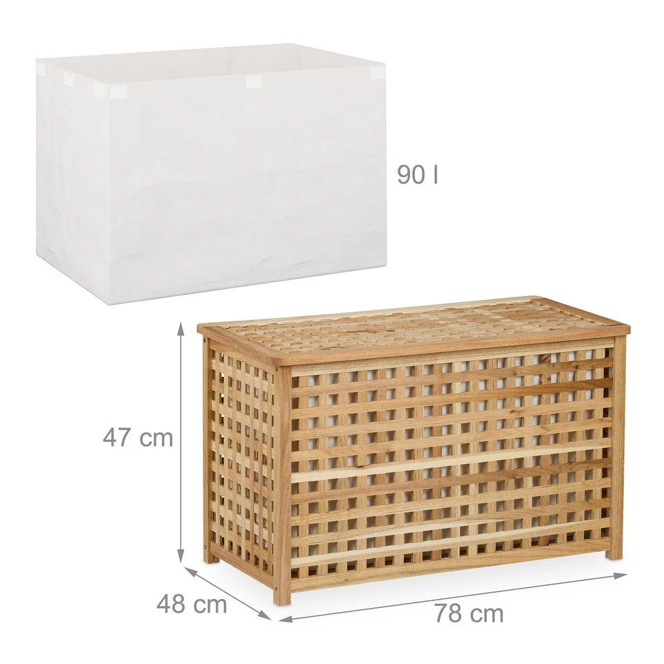 Wäschetruhe Walnuss Wäschekorb Wäschesammler Wäschebox Wäschekiste mit Deckel - Bild 4 von 4