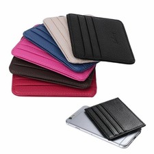 Unisex Slim Leather Front Pocket Wallet ID Credit Card Holders Small Coin Purse
