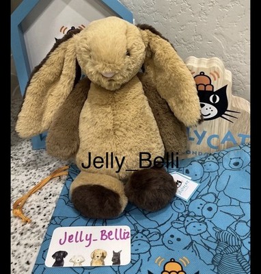 Jellycat Patchwork Bunny Brown Bashful Medium - - AUTHENTIC ️ for