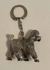 Gray Poodle Keychain - Dog - Car Keys - Hard Plastic - Grey Canine Vintage Auto