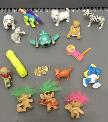 Mini Figures Weetos Troll Dolls 1990s Kinder Smurf Cat Dog Bear Plane Zebra Etc