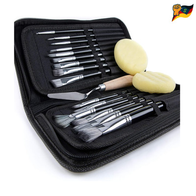ARTIFY 15-teiliges Pinsel-Set mit Pop-Up-Tragetasche und Palettenm