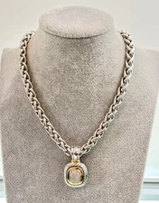 David Yurman 925 & 14k Gold XL Albion Pendant Necklace with Diamonds 16.5" 