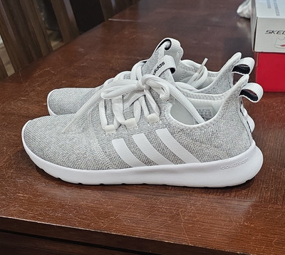 adidas Cloudfoam Men's Gray White Low Top Lace Up Athletic Sneaker