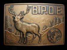 PD23106 VINTAGE 1978 BENEVOLENT PROTECTIVE ORDER OF ELK SOLID BRONZE BUCKLE
