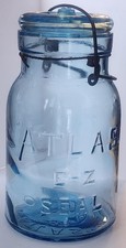 NICE CORNFLOWER BLUE ATLAS E-Z SEAL QUART FRUIT JAR