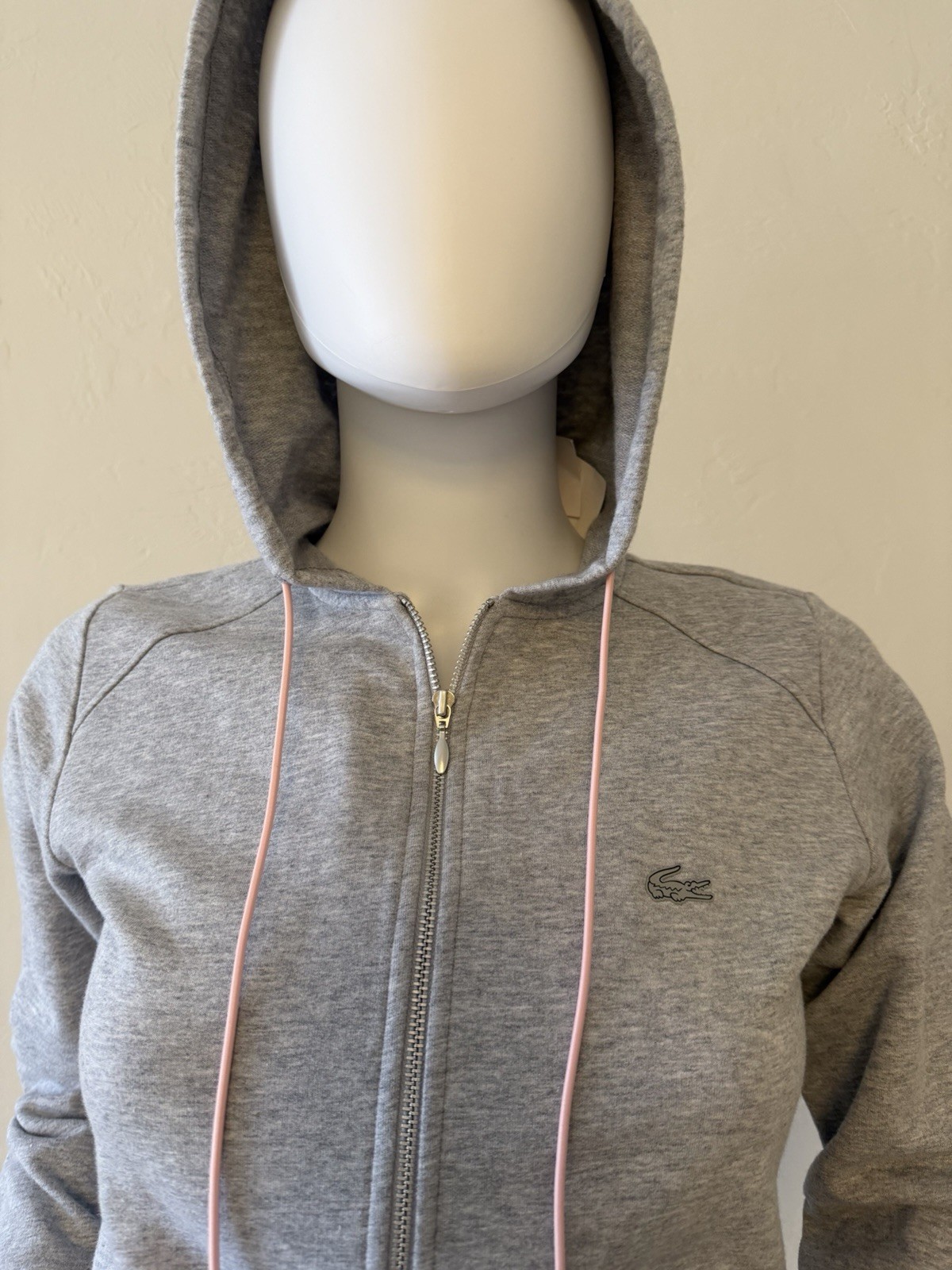 NWT Lacoste Sport Gray Full Zip Hoodie Women's Size 2 Cotton SF3823 51 thumbnail 2