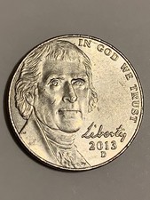 2013-D Thomas Jefferson Nickel 5 Cent Coin.
