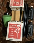 Vtg Pair Of THE ORIGINAL TIKI TORCH  Green Aluminum IN BOX
