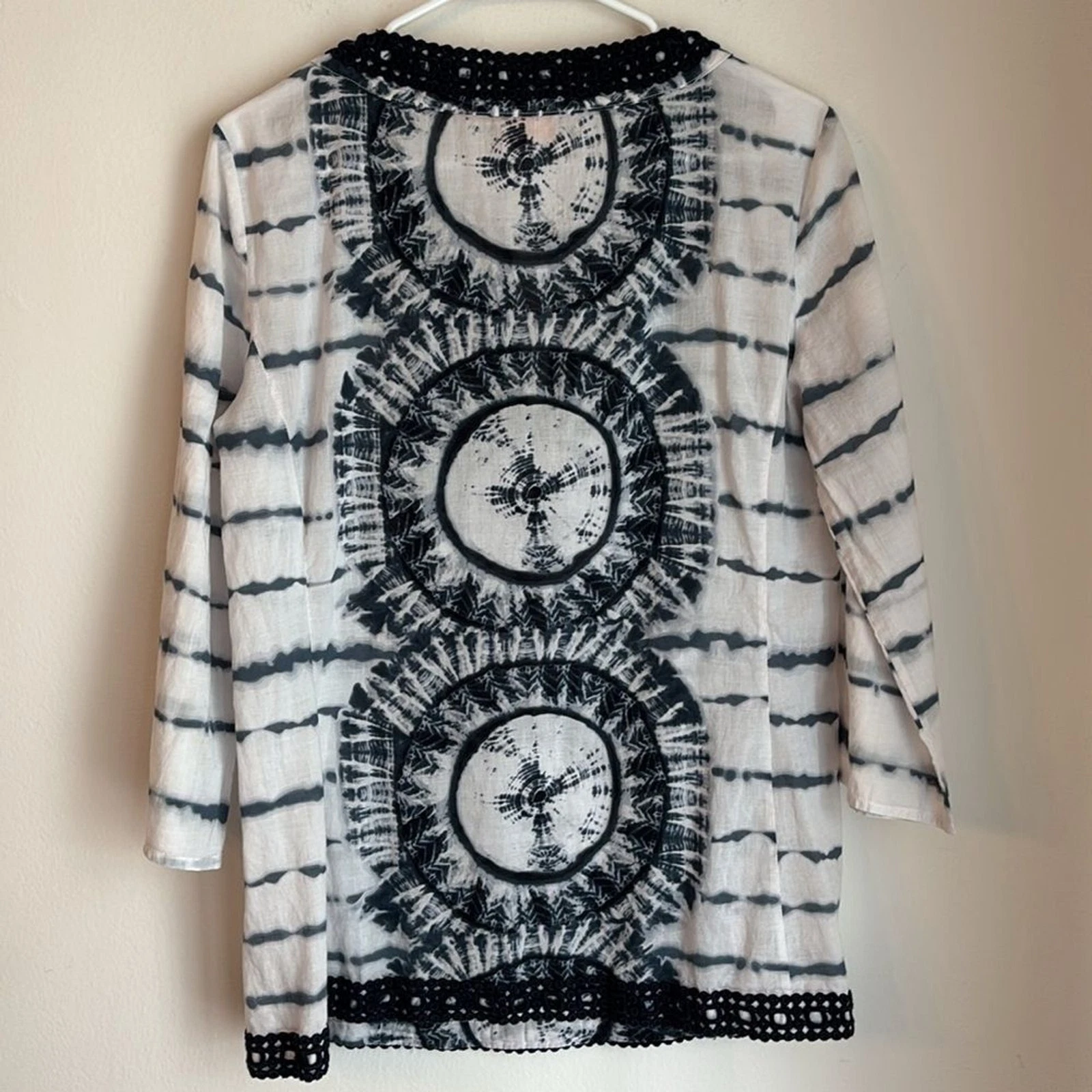 Tory Burch tunica donna tie dye blu navy e bianca copricostume taglia 12 leggi