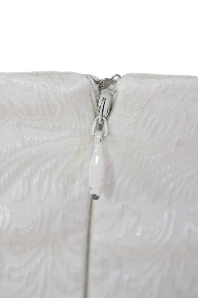 Vestido Nicole Miller para mujer fruncido bordado sin tirantes hasta el suelo blanco talla 6 Foto 4 de 4