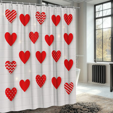 Cute Red Heart Shower Curtain for Romantic Decor