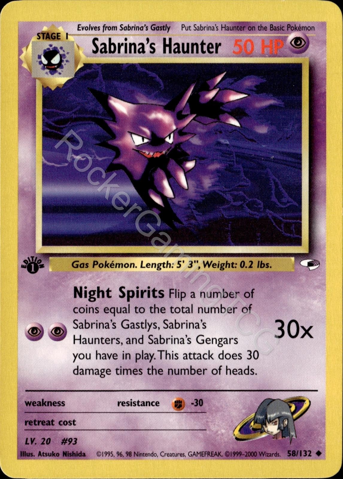 Sabrina's Haunter 58/132 UC Gym Heroes Pokemon 1st Edition NM