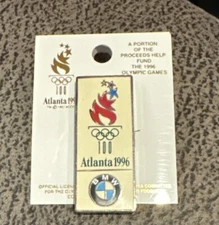 BMW Pin OLYMPIA USA Atlanta 1996 Silver White - Dimensions 0 7/16x1 1/2in New