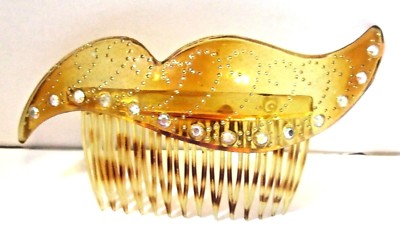 MCM LARGER ATOMIC AB SWIRL RHINESTONE HAIR COMB FAUX  display picture 2