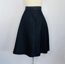 Vintage 60s black Midi Quilted Skirt Waist 27