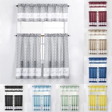 Live Love Laugh 3 Piece Printed Kitchen Window Curtain Valance  Tier Panels Set