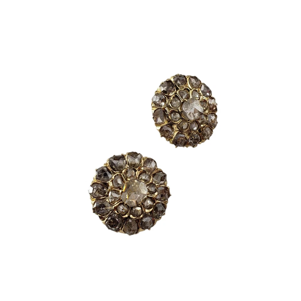 14 Karat Yellow Gold and Rose Cut Diamond Clip-On Earrings #20108 - Image 2 of 4