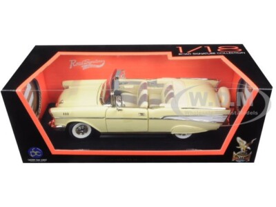 1957 CHEVROLET BEL AIR CONVERTIBLE CREAM 1/18 DIECAST MODEL ROAD