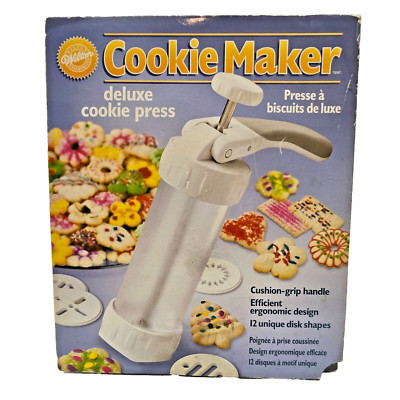 Wilton Cookie Maker Deluxe Press 12 Discs Cushion Grip Directions Christmas 