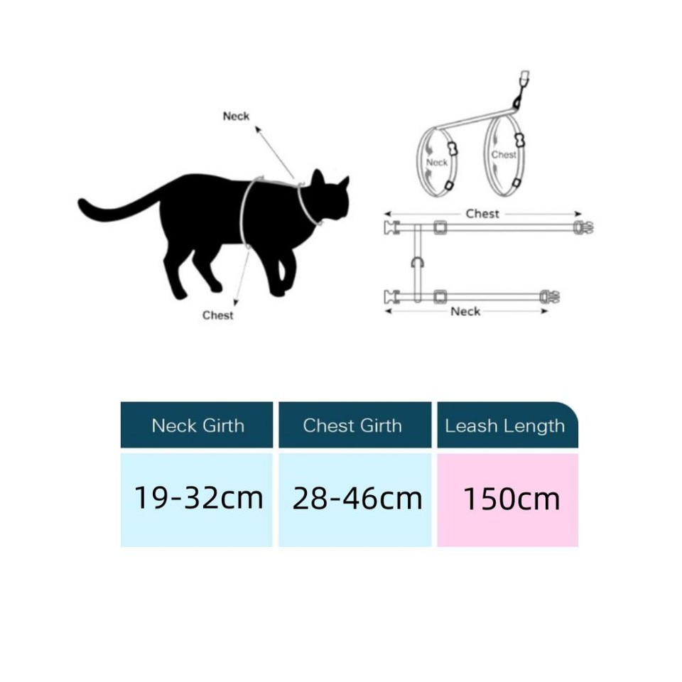 HShaped Leash Set Kitten Harness Escape Proof Cat Harness Small Medium