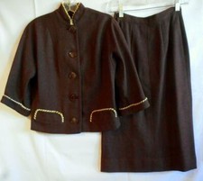 Cute Vintage Womens Homemade 2 pc Brown Skirt Suit Size Tiny / 23" Waist