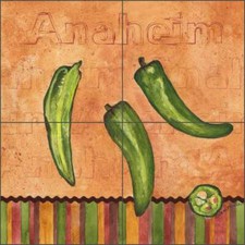 Anaheim Pepper Tile Backsplash Sara Mullen Kitchen Art Ceramic Mural SM116