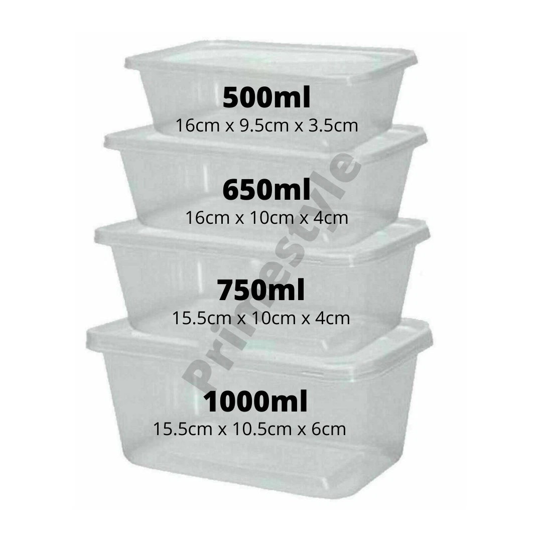 PRI Plastic Food Containers Takeaway Microwave Freezer Safe Storage Boxes  LIDS