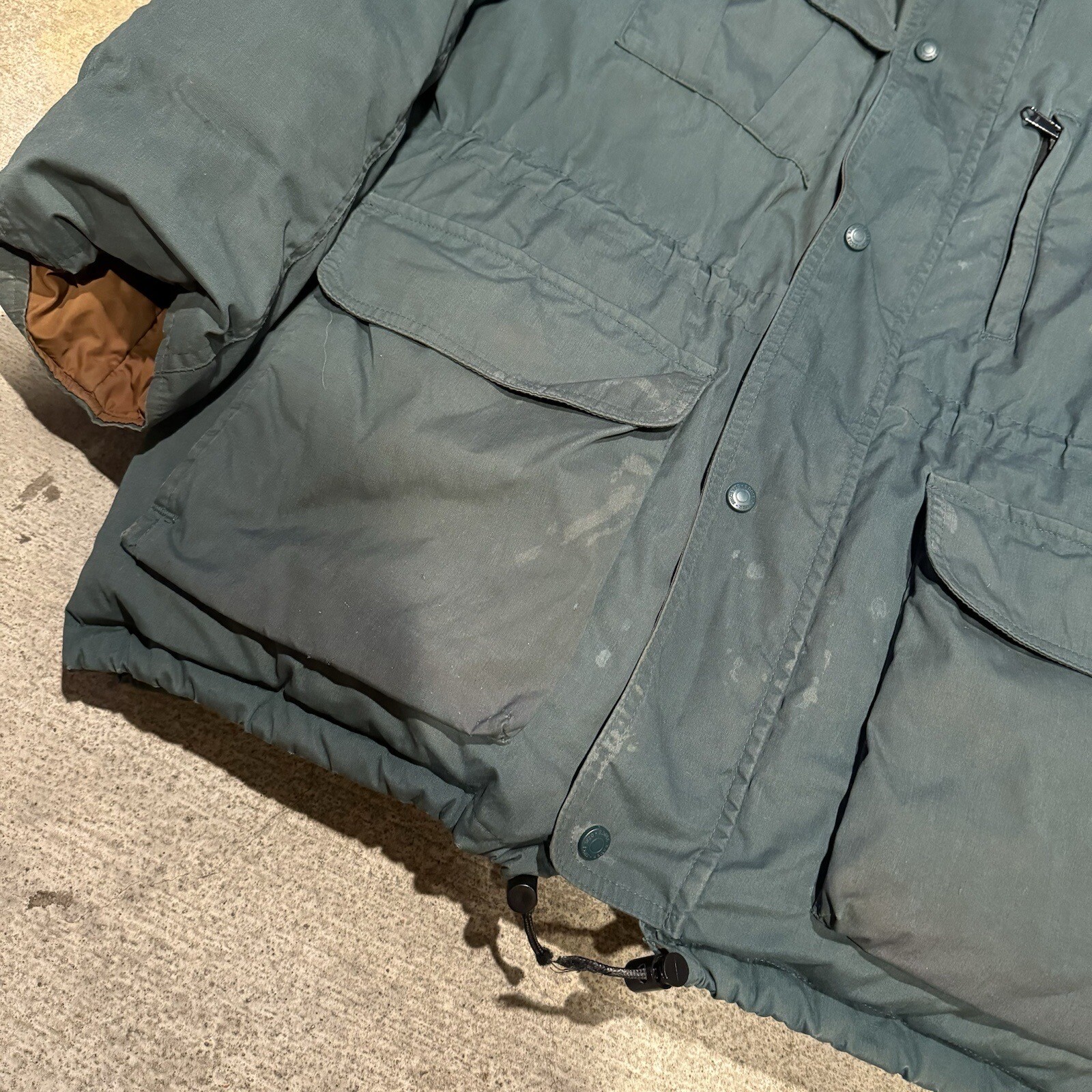 VTG 80s Eddie Bauer Goose Down Ridgeline Jacket Green & Tan Hooded Parka Size L eBay