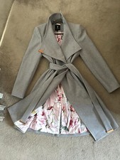 Ted baker Coat wool blend long coat size 4 Trench Coat Wrap Coat Uk Size 14