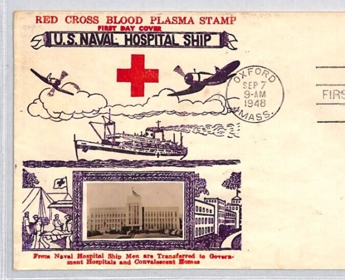 USA 1948 FDC AMERICAN RED CROSS Clara Barton *HOSPITAL SHIP* Cover BLOOD RC86 - Image 3 of 4