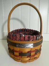 Vintage LONGABERGER 1997 INAUGURAL BASKET W/ PLASTIC protector & AMERICANA LINER