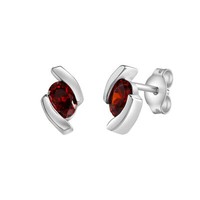 Ohrschmuck Ohrstecker 925 Sterling Silber Glanz Poliert Rhodiniert Zirkonia Rot