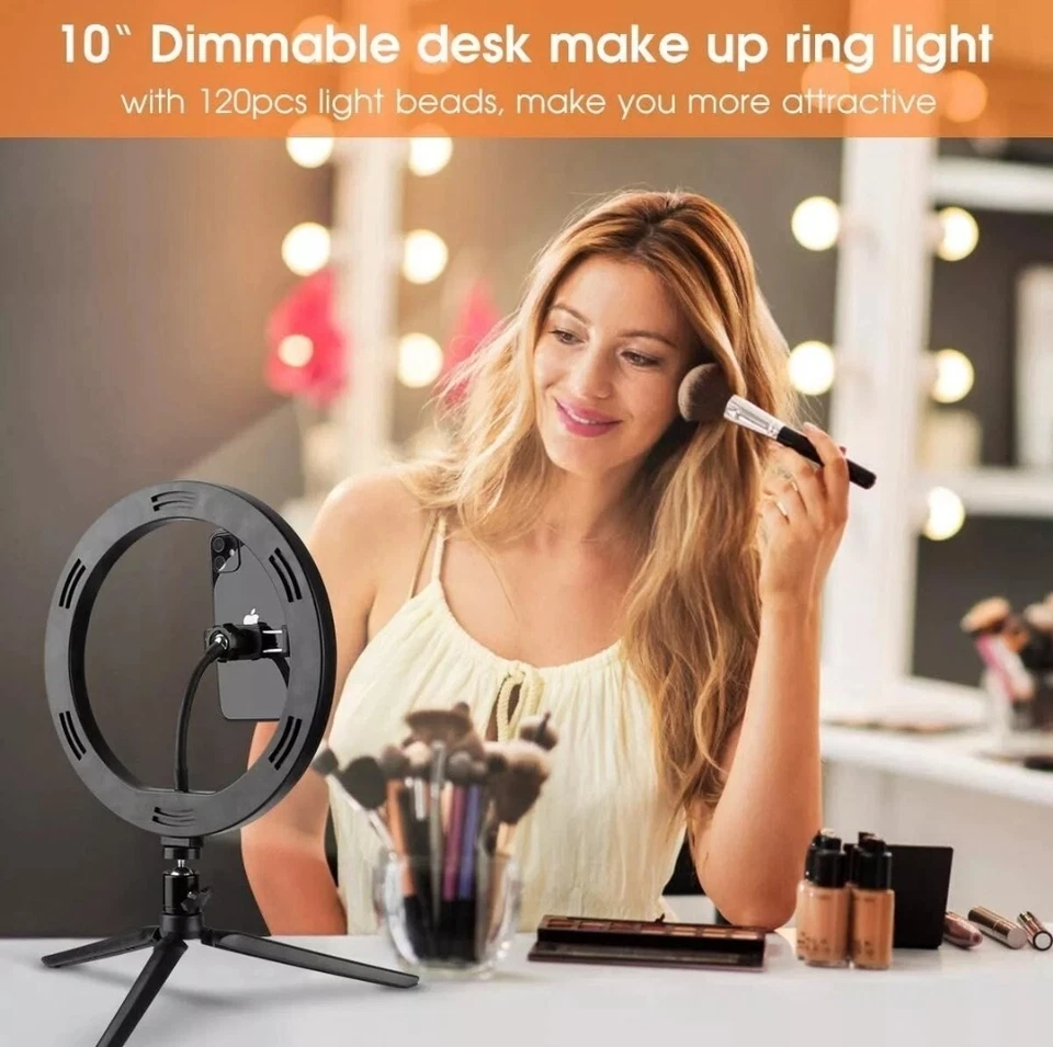 10 inch LED Ring Lights With Tripod Stand & Phone Holder for Selfie Makeup UK - Image 2 of 4