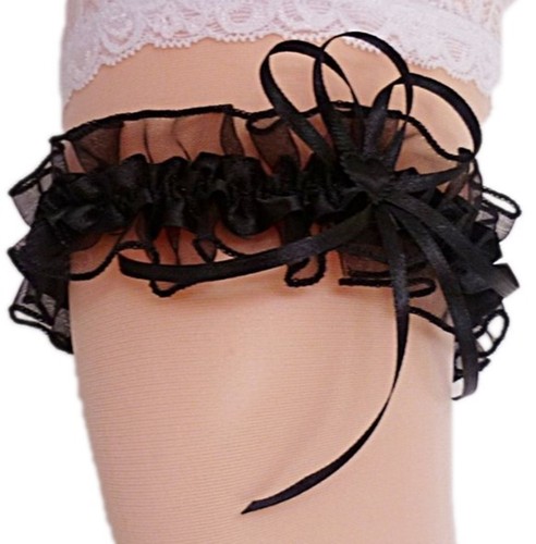 Schwarzes Strumpfband Mit Herz & Schleife – Burlesque & Charleston Style – Perfekt Für Braut, Gothic Oder Dessous