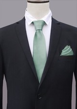Men's Tie & Pocket Square Set - Mens Tie Necktie Choose Colour