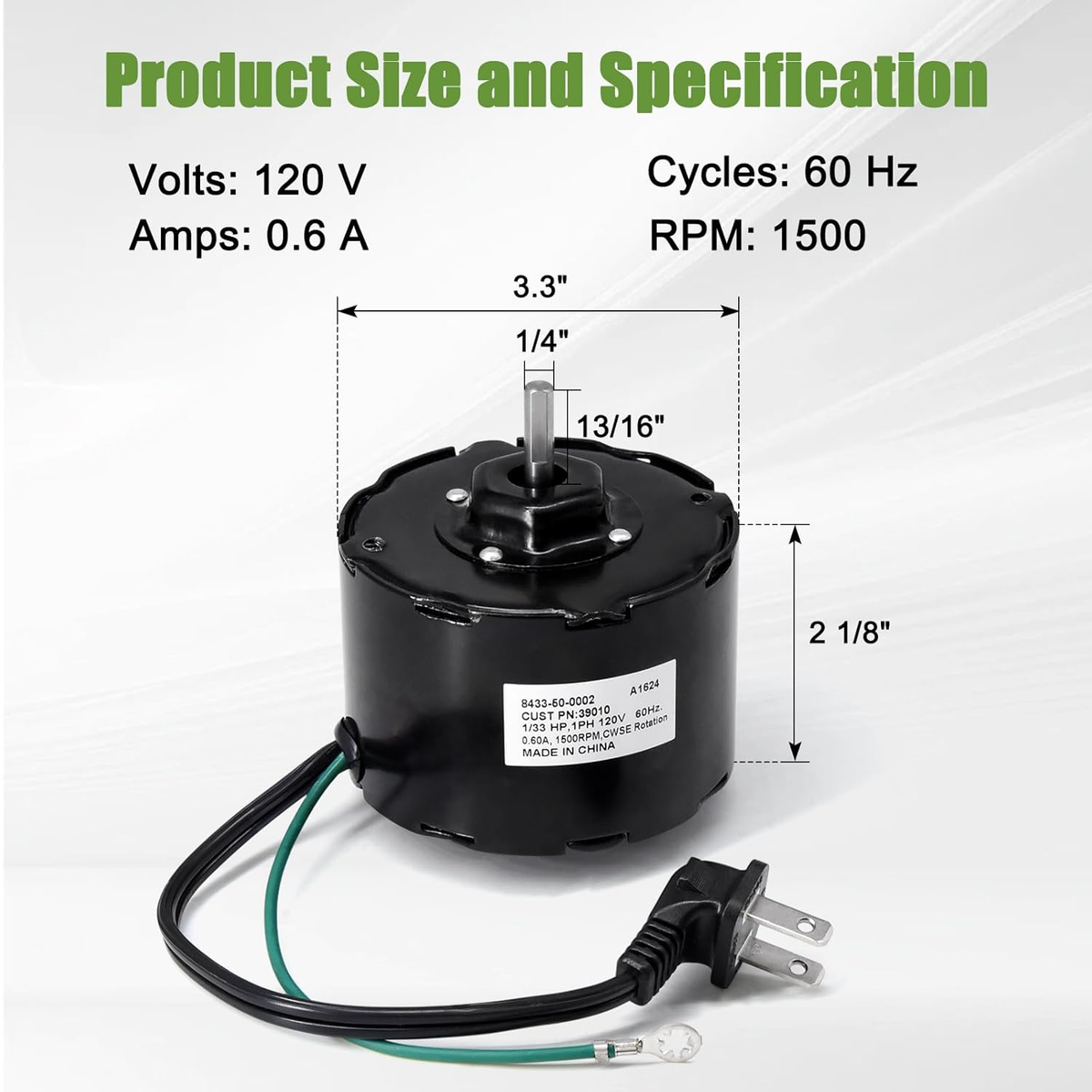 JA2C028G, 23405SER, S23405SER Bathroom Exhaust Fan Motor for Broan