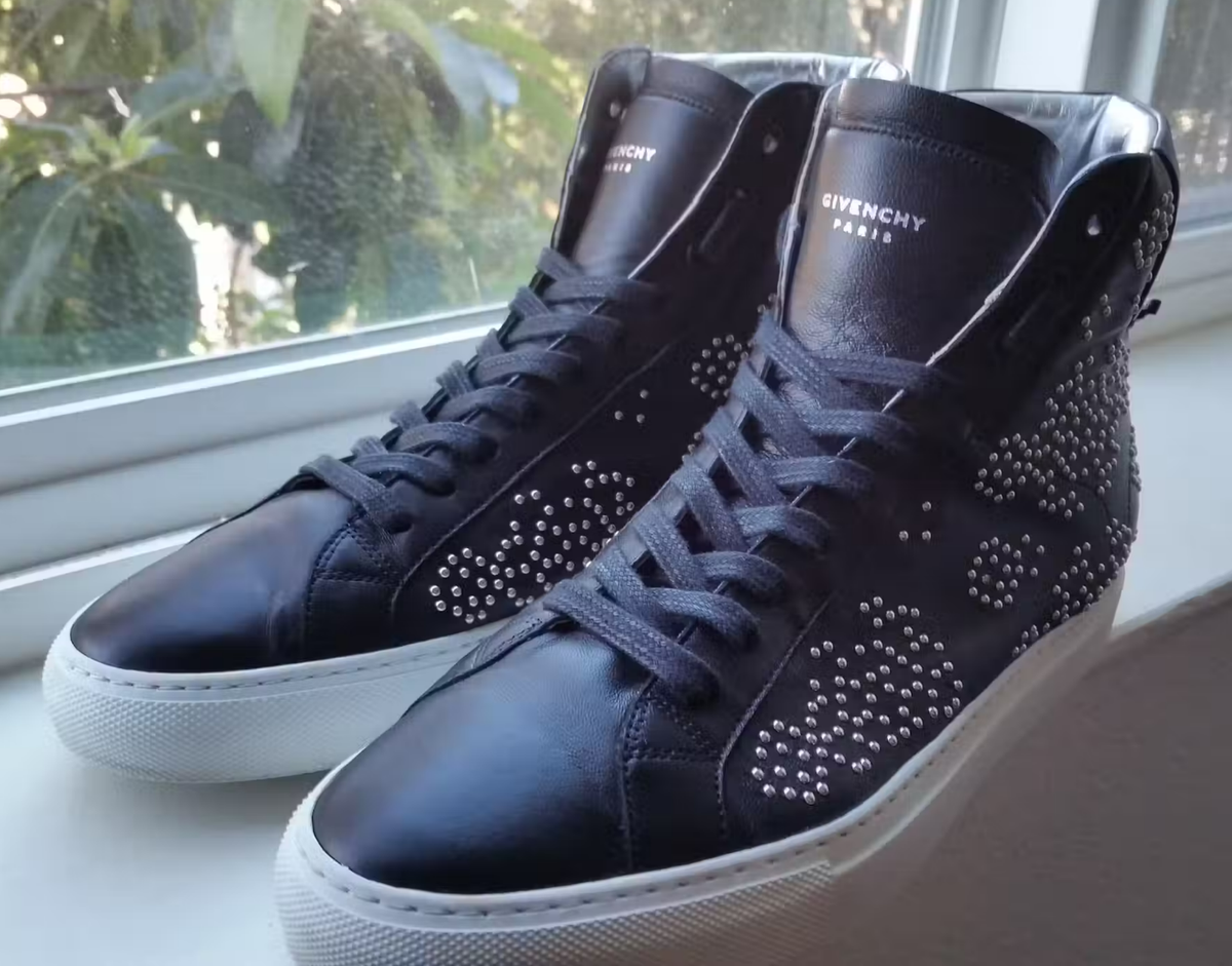 Authentic GIVENCHY Black Studded Knot Hi Top Sneakers