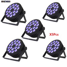 SHEHDS 5Pcs LED 6in1 Aluminum Alloy Flat Par 18X18W RGBWA UV Stage Effect Light