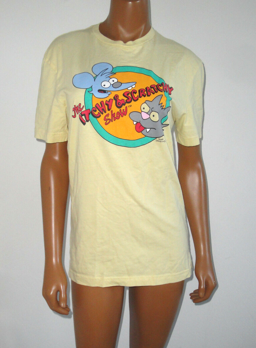 Vtg H&M DIVIDED T-Shirt,The Simpsons Itchy Scratchy Show,Yellow