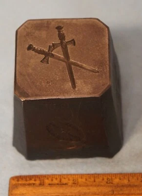 Antique 1890s MASONIC CROSSED SWORDS Style #2 STEEL STAMPING DIE CGX277 - Image 1 of 4