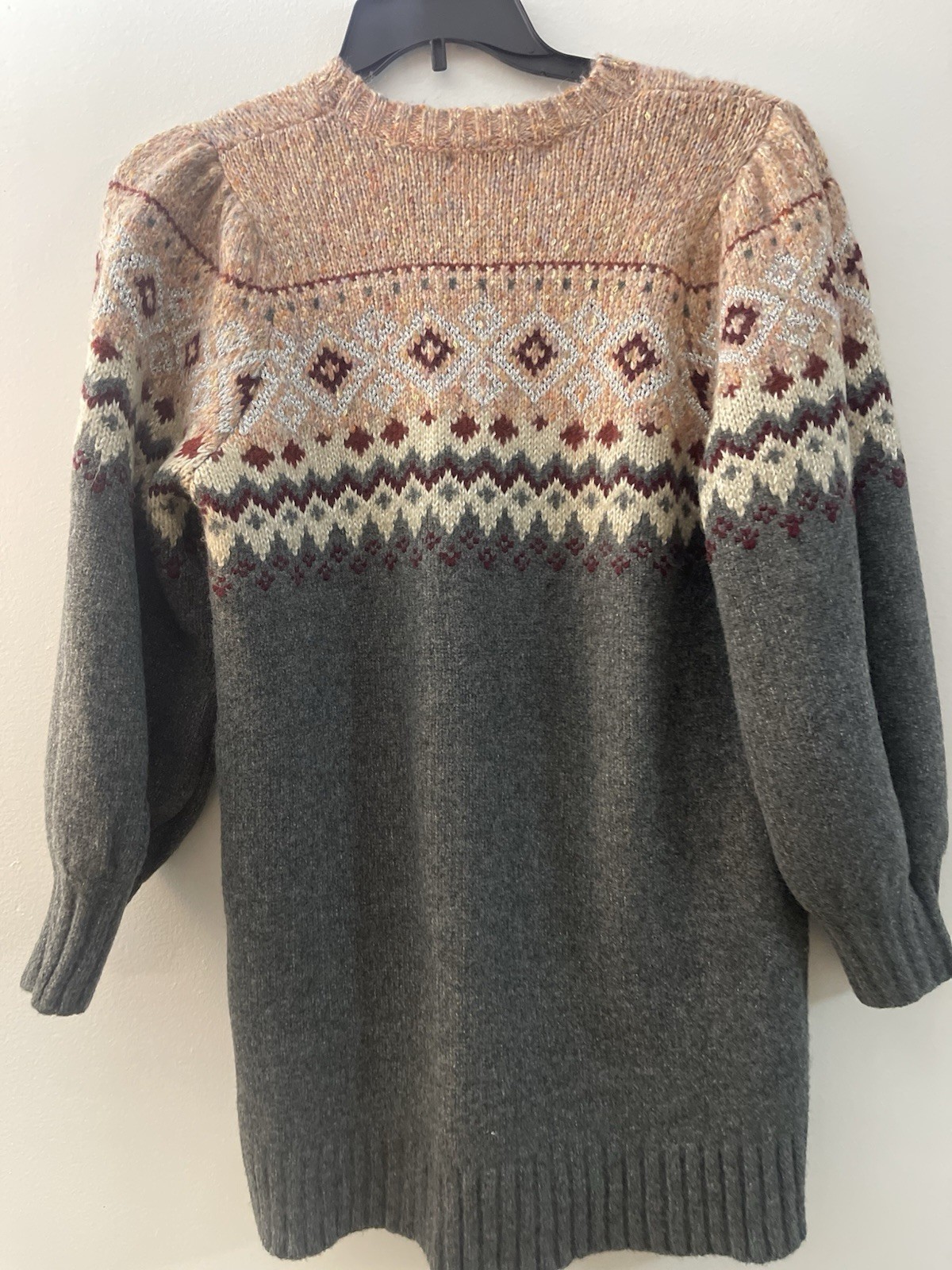 Zara New And Rare Zara Fair Isle knit Balloon Sleeve Jacquard Dress (size M) thumbnail 7