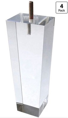 Set of 4 Clear Acrylic Furniture Legs 8'' Tapered Lucite Sofa Cabinet  Legs